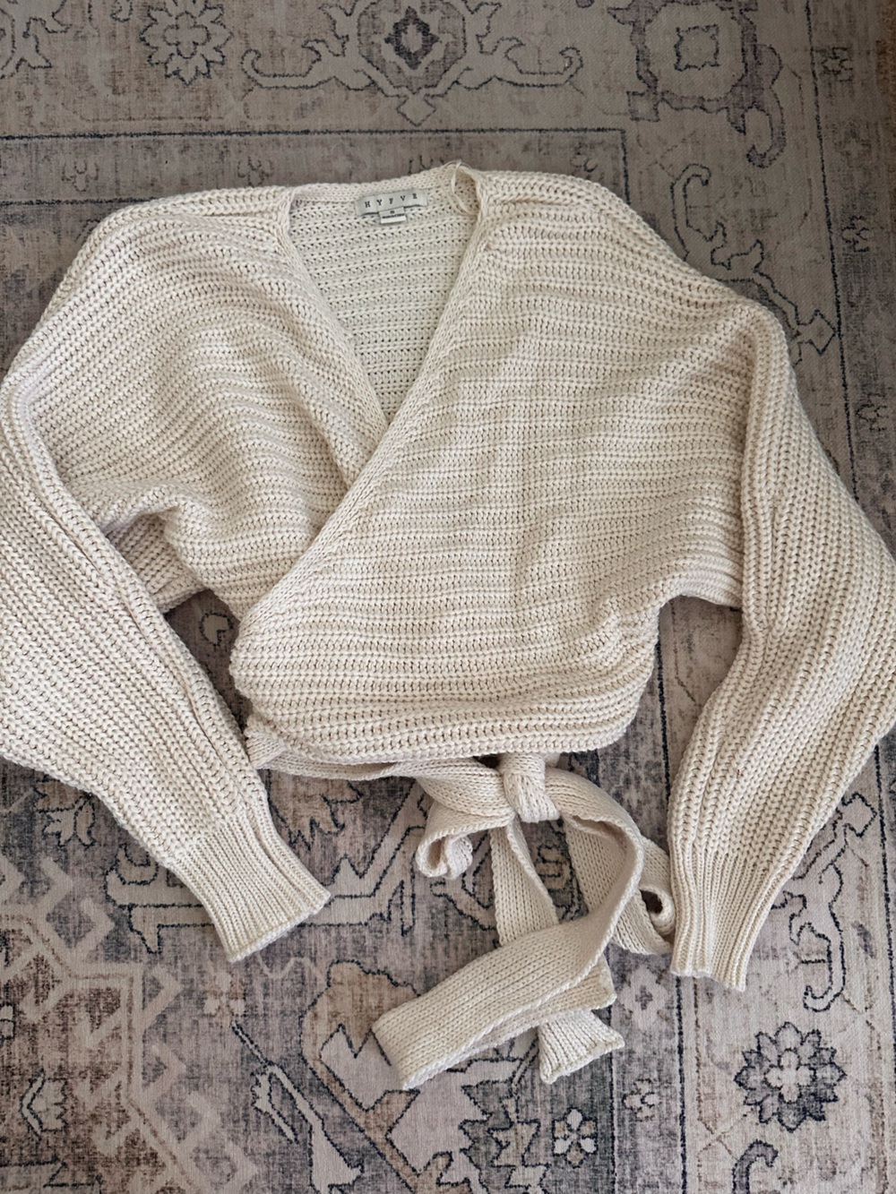 HYFVE Wrap Knit Sweater in Cream